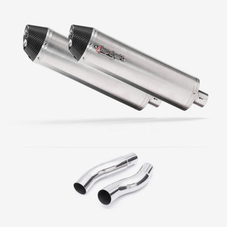 Lextek RP1 Gloss S/Steel Oval Exhaust 400mm with Link Pipes for Kawasaki Z1000 (14-19)