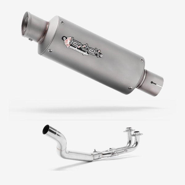 Lextek GP1 Matt S/Steel GP Stubby Exhaust System 240mm for Yamaha T-Max 500 (02-13)