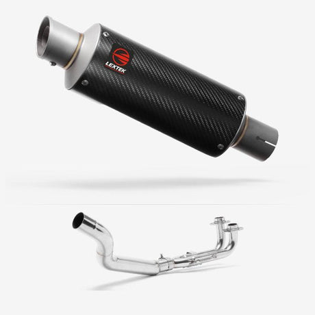 Lextek GP8C Carbon Fibre GP Stubby Exhaust System 240mm for Yamaha T-Max 500 (02-13)