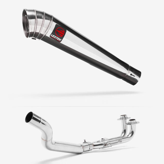 Lextek Polished Stainless Steel MP4 300mm Exhaust System for Yamaha T-Max 500 (01-11)