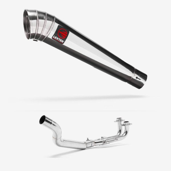 Lextek MP4 S/Steel Megaphone Exhaust System 300mm for Yamaha T-Max 500 (02-13)