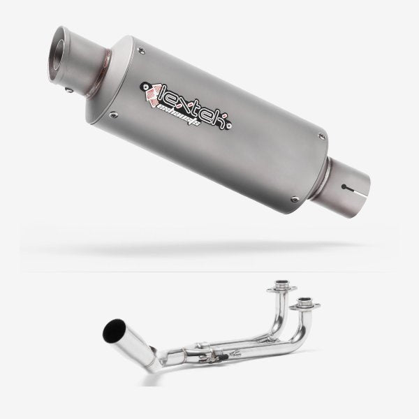 Lextek GP1 Matt S/Steel GP Stubby Exhaust System 240mm for Yamaha T-Max 530 (14-16)