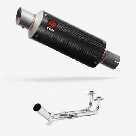 Lextek GP8C Carbon Fibre GP Stubby Exhaust System 240mm for Yamaha T-Max 530 (14-16)