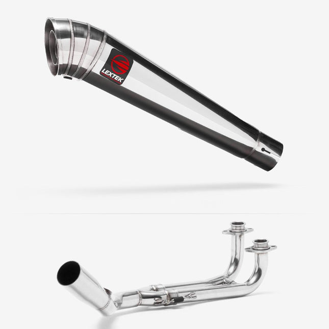 Lextek Polished Stainless Steel MP4 300mm Exhaust System for Yamaha T-Max 500/530 (12-17)