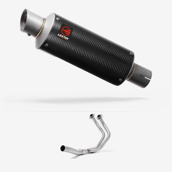 Lextek GP8C Carbon Fibre GP Stubby Exhaust System 240mm High Level for Yamaha MT-07/XSR 700 (14-22)