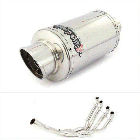 Lextek YP4 S/Steel Stubby Exhaust System 200mm for Kawasaki ZX-10R Ninja (10-17)