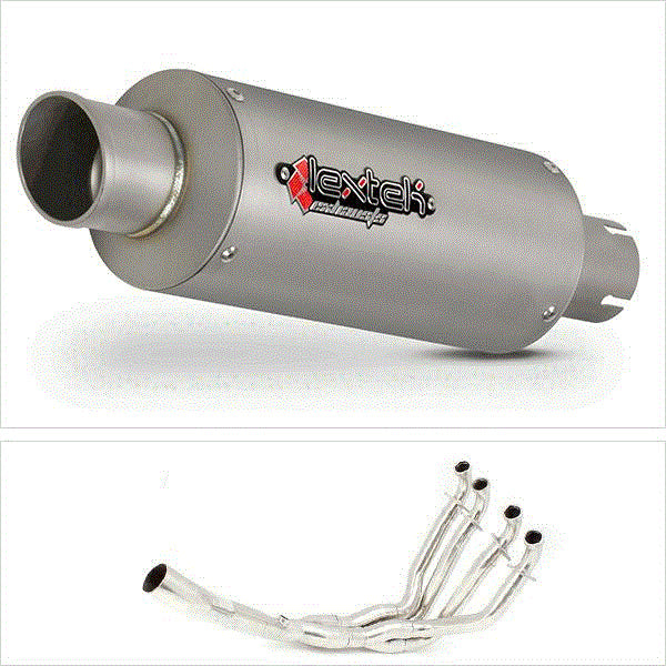 Lextek GP1 Matt S/Steel GP Stubby Exhaust System 240mm for Kawasaki ZX-10R Ninja (10-17)