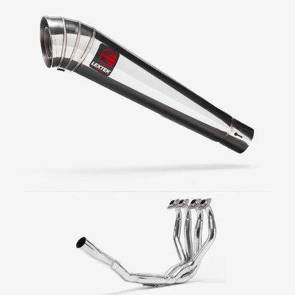Lextek Polished Stainless Steel MP4 300mm Exhaust System for Kawasaki ZX-6R Ninja (09-23)