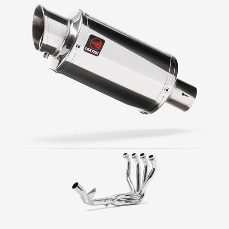 Lextek YP4 S/Steel Stubby Exhaust System 200mm Single Sided for Kawasaki Z1000 (10-19)