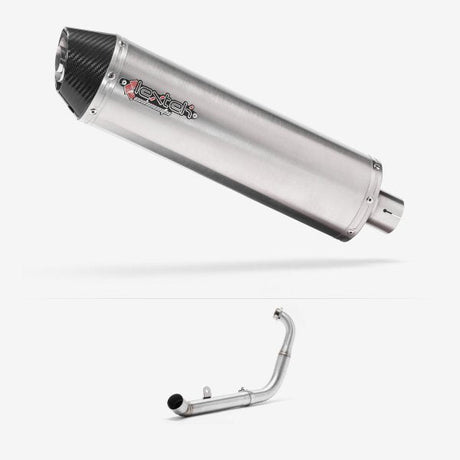 Lextek RP1 Gloss S/Steel Oval Exhaust System 400mm for Yamaha YZF-R125 / MT-125 (14-18)