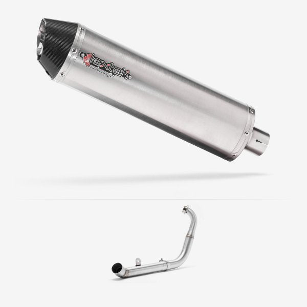 Lextek RP1 Gloss S/Steel Oval Exhaust System 400mm for Yamaha YZF-R125 / MT-125 (14-18)