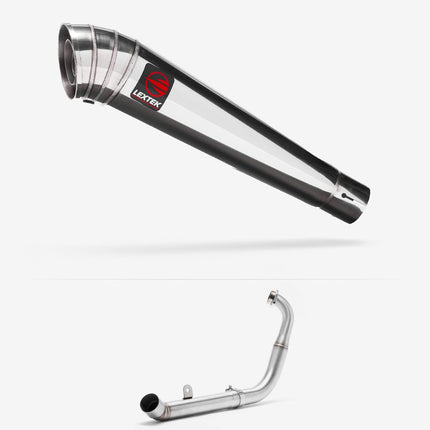 Lextek Polished Stainless Steel MP4 300mm Exhaust System for Yamaha YZF-R125 / MT-125 (14-18)
