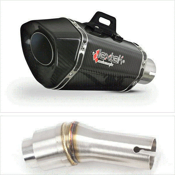 Lextek XP8C Carbon Fibre Exhaust 210mm with Link Pipe for Kawasaki Ninja 250 (08-12)
