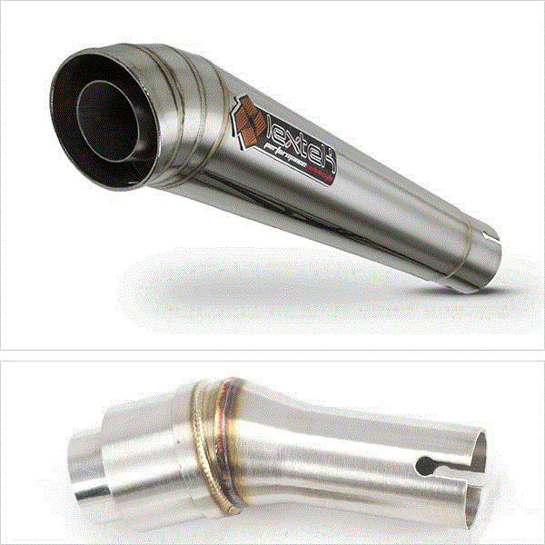 Lextek MP4 S/Steel Megaphone Exhaust 300mm with Link Pipe for Kawasaki Ninja 250 (08-12)