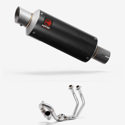Lextek Carbon Fibre GP8C 240mm Low Level Exhaust System for Yamaha MT-07 Tracer (16-24)