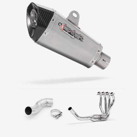 Lextek XP10 Matt S/Steel Exhaust System 210mm for Kawasaki Z900 (17-19)