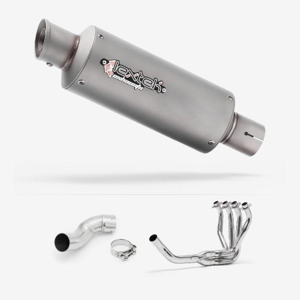 Lextek GP1 Matt S/Steel GP Stubby Exhaust System 240mm for Kawasaki Z900 (17-19)