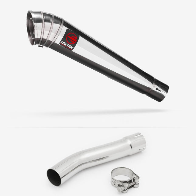 Lextek Polished Stainless Steel MP4 300mm Exhaust with Link Pipe for Yamaha XJR 1300 (07-16)