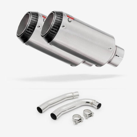 Lextek CP1 Matt S/Steel Carbon Tip Exhaust 150mm with Link Pipe for Honda VTR 1000 (97-05)