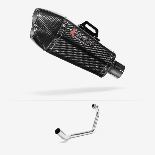 Lextek XP13C Carbon Fibre Exhaust System 210mm for Suzuki GSX-R 125 (17-24) GSX-S 125 (17-24)