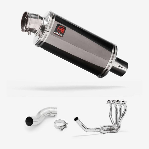 Lextek OP16 Dark Tint Stainless Exhaust System 250mm for Kawasaki Z900 (17-19)