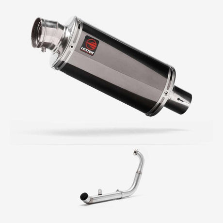 Lextek OP16 Dark Tint Stainless Exhaust System 250mm for Yamaha YZF-R125 / MT-125 (14-18)