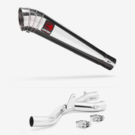 Lextek Polished Stainless Steel MP4 300mm Exhaust with Link Pipe for Yamaha MT-10 (16-)