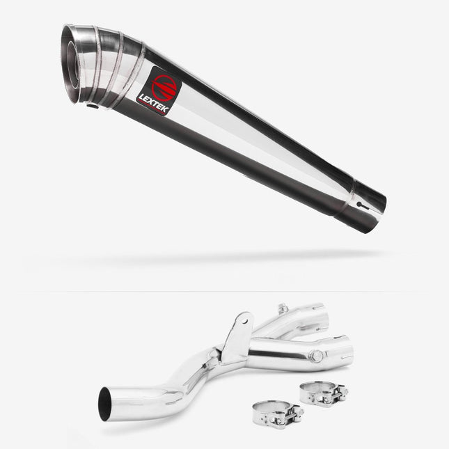 Lextek Polished Stainless Steel MP4 300mm Exhaust with Link Pipe for Yamaha MT-10 (16-)