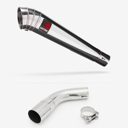 Lextek Polished Stainless Steel MP4 300mm Exhaust with Link Pipe for Suzuki SV650 (16-20)