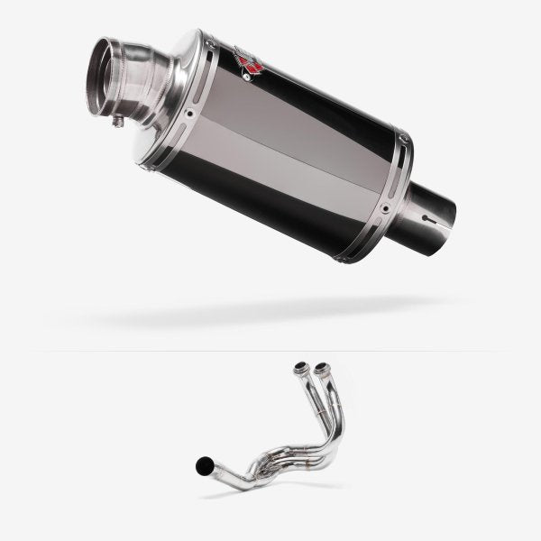 Lextek OP15 Dark Tint Stainless Exhaust System 200mm for Kawasaki ER6, Ninja 650, Z650, Versys 650