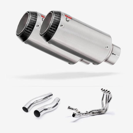 Lextek CP1 Matt S/Steel Carbon Tip Exhaust System 150mm for Kawasaki Z1000 (10-19)