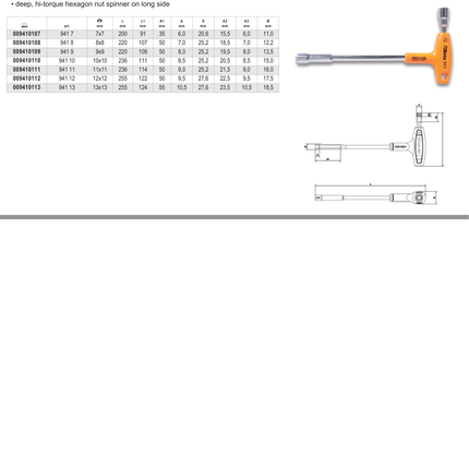 Hexagon/Bi-Hex Socket Wrench with High Torque Handle 12mm - Beta Tools 941 12