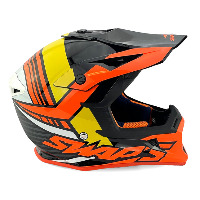 MX Helmet Xl 62 Black/orange 21, Swap's S818 Full Face CSW11G0105, !! Acu Gold Approved !!