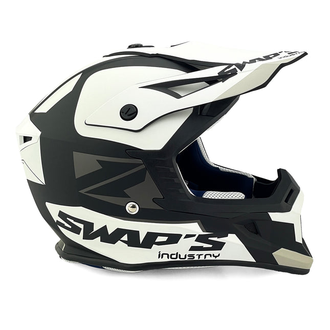 MX Helmet Xl 62 Black/white, Swap's S818 Full Face CSW5G1105, !! Acu Gold Approved !!