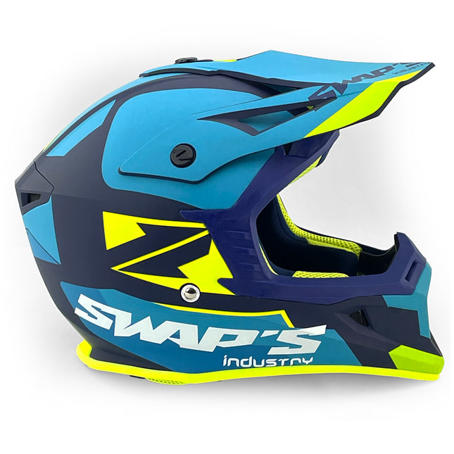 MX Helmet Xl 62 Blue/yellow, Swap's S818 Full Face CSW3G4105, !! Acu Gold Approved !!