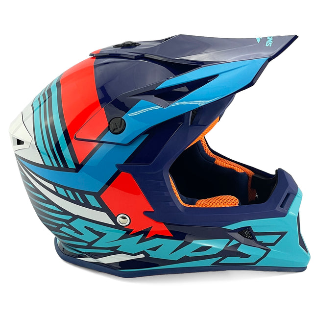 MX Helmet Xl 62 White/blue 21, Swap's S818 Full Face CSW6G1105, !! Acu Gold Approved !!