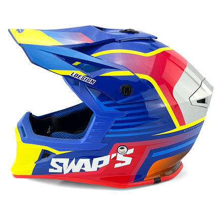 Motocross Helmet Swaps S818 - Shiny Blue Red Yellow - Size L 59cm - 60cm