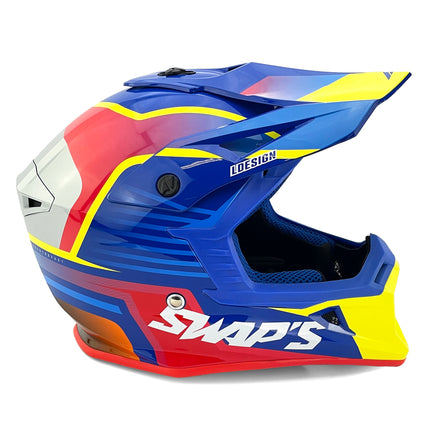Motocross Helmet Swaps S818 - Shiny Blue Red Yellow - Size Xl 61cm - 62cm