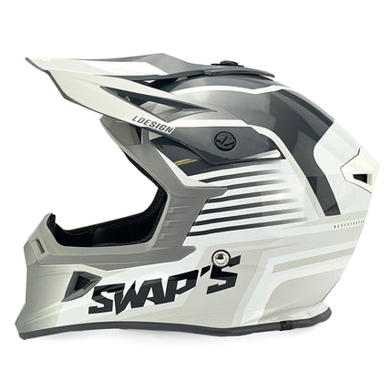 Motocross Helmet Swaps S818 - Shiny Grey White - Size Xs 53cm - 54cm