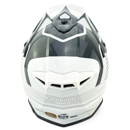 Motocross Helmet Swaps S818 - Shiny Grey White - Size Xs 53cm - 54cm