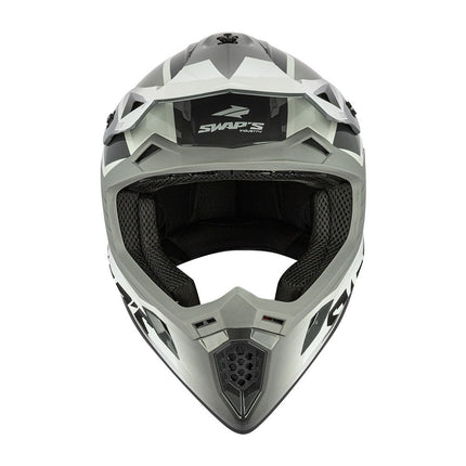 Motocross Helmet Swaps S818 - Shiny Grey White - Size Xs 53cm - 54cm