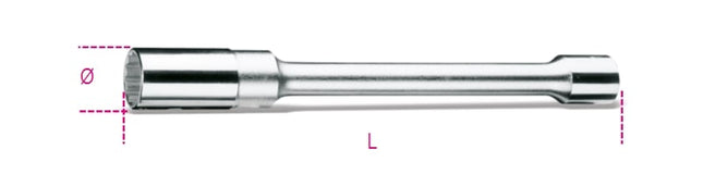 1/2 Square Drive Spark Plug Socket Bi-Hex Long Series 17.8mm - Beta Tools 956L 17,8