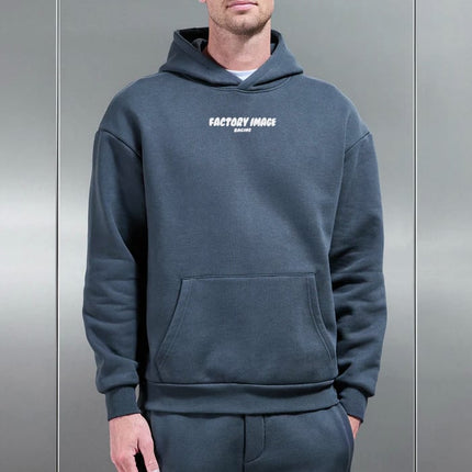 Bubble Text Blue Unisex Hoodie - L