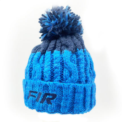 Blue FIR Text - Dark Blue/light Blue Bobble Hat - One Size