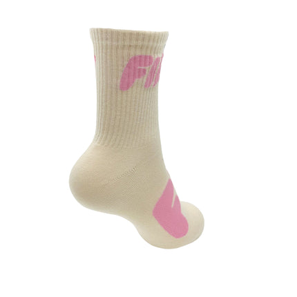 Unisex Socks Bubble Beige With Pink FIR Design Size L (uk 7-11)