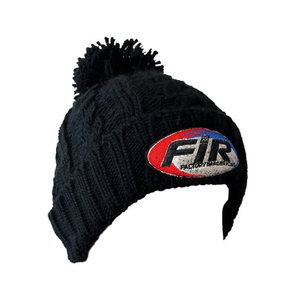 FIR Logo - Black Cable Knit Bobble Hat - One Size