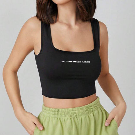 FIR Ladies Cropped Black Vest Cotton Size L