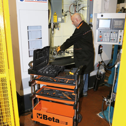 Folding Tool Trolley for Outdoor Jobs, 2 Drawers, 990x390x700mm, Centralized Lock, 160mm Fixed Castors - Beta Tools C27S-O