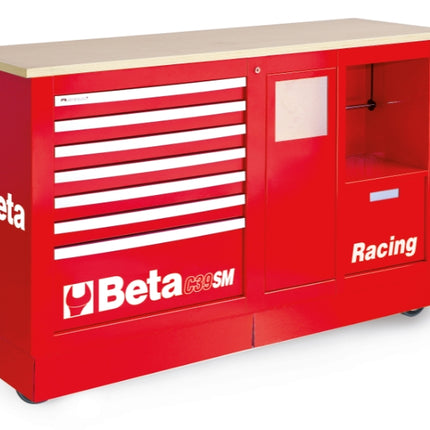 Special Mobile Roller Cabinet Racing SM Type with 7-Drawer Module and Service Module - Beta Tools C39SM-O