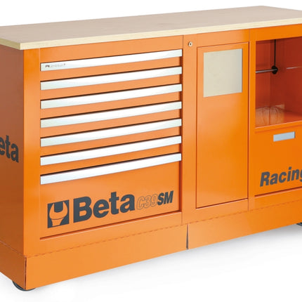 Special Mobile Roller Cabinet Racing SM Type with 7-Drawer Module and Service Module - Beta Tools C39SM-O